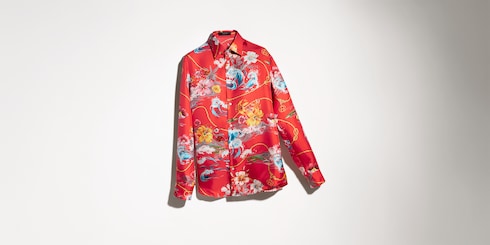 Printed silk twill shirt