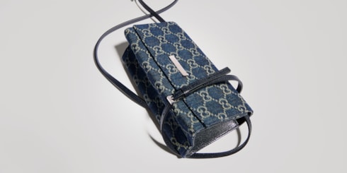 Small pouch with strap and Gucci plaque