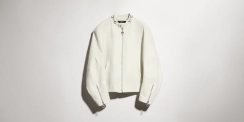 Treated bull leather jacket