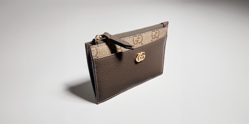Bi-color GG Marmont zip key pouch