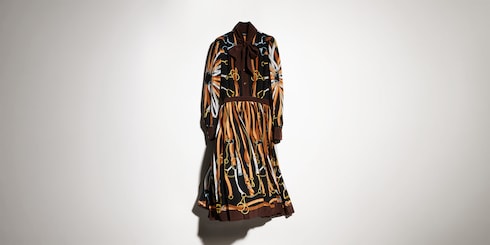 Printed silk chemisier dress