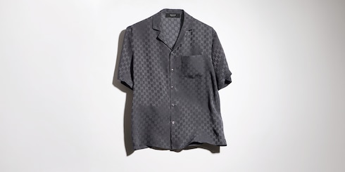 Camicia bowling in seta jacquard GG