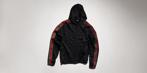 Veste zippée en jersey de soie et coton avec bande Web