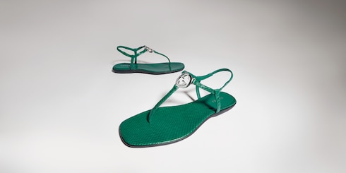 Tongs en python pour femme avec détail GG