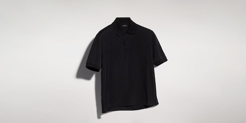 GG technical jersey jacquard polo shirt in black | GUCCI® US