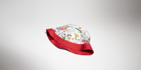 Printed silk twill bucket hat
