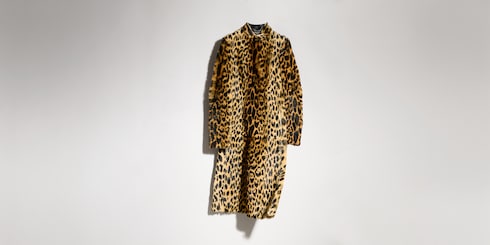 Printed long hair cow hide coat
