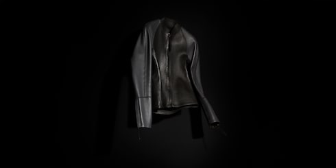 Veste zippée en cuir grainé