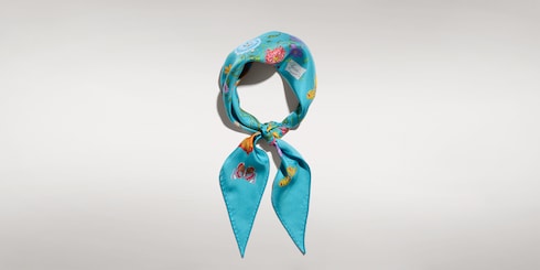 Printed silk twill diamond scarf