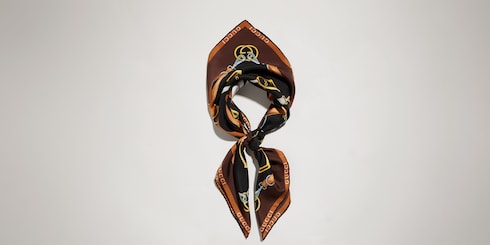 Pañuelo cuadrado de sarga de seda estampada