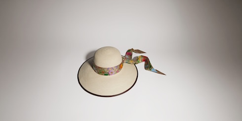 Cappello Panama in twill con nastro in seta