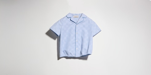 Camicia neonato in popeline a righe con motivo GG