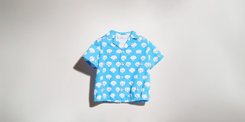 Camicia neonato in cotone effetto stropicciato