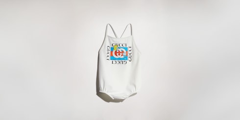 Baby jersey swimsuit with print in white | GUCCI® INT