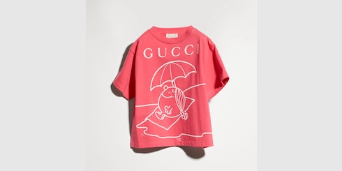 チルドレンズ〕プリント コットン Tシャツ ・ピンク | GUCCI公式
