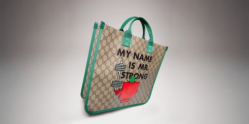 Bolso tote infantil con GG y estampado