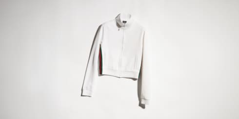 Rib cotton zip sweatshirt with Web