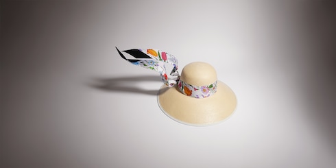 Chapeau en twill Panama avec ruban en soie