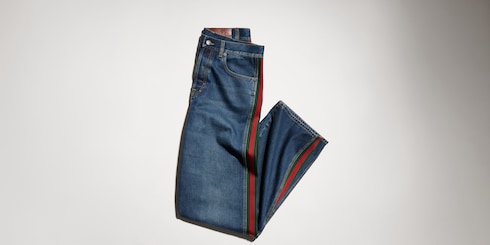 กางเกง Cotton denim pant with Web insert