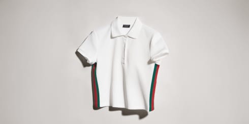 Polo en jersey de coton côtelé avec bande Web