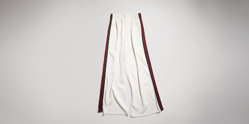 Pantalón informal de punto de algodón acanalado con tribanda Web