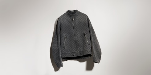 Jacke aus GG Baumwoll-Denim-Jacquard mit Reißverschluss