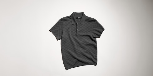 Polo in lana e seta GG jacquard