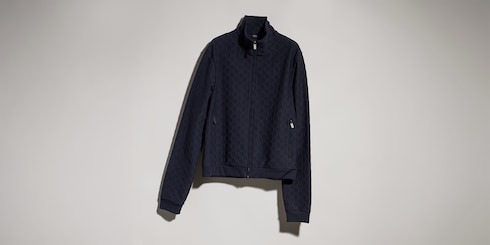 Felpa con zip in jersey GG jacquard