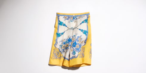 Printed silk twill pants