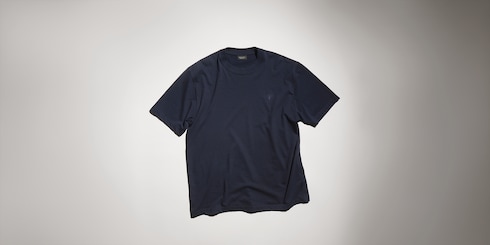 T-shirt in jersey di seta e cotone con ricamo