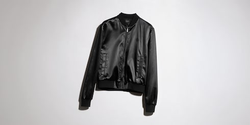 Cotton acetate satin zip jacket