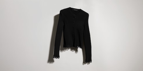 Cardigan en viscose côtelée mate fine