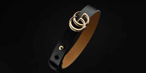 Bracelet en cuir avec Double G