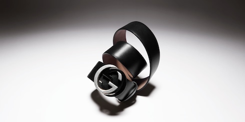 Wide belt with Interlocking G buckle