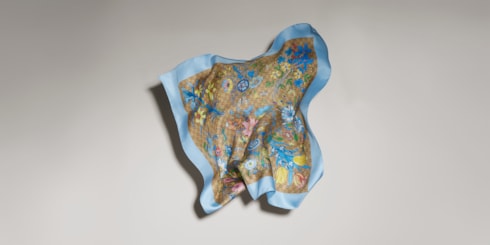Printed GG silk twill carré