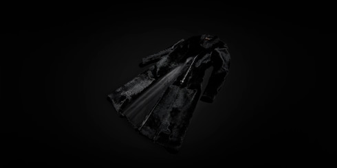 Manteau en cuir de vache à longs poils