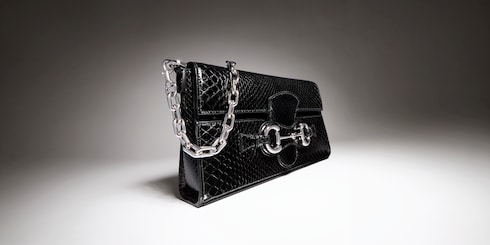 Horsebit Ristretto python medium shoulder bag
