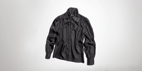 Camicia in twill di seta stampata con fiocco