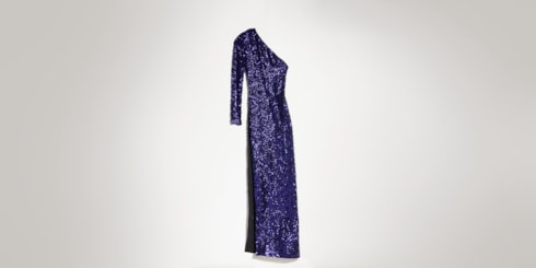 Embroidered silk georgette long dress
