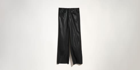 Light wool pants with chintzed finish