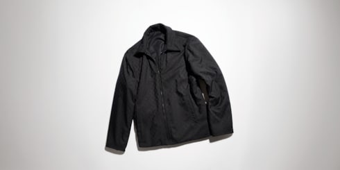 Reversible wool and nylon zip jacket