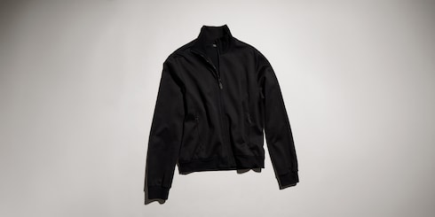 Chamarra con zipper de jersey de algodón y seda