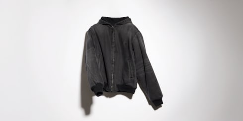 Veste zippée réversible en denim de coton