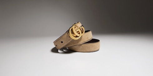 Thin belt with Double G buckle