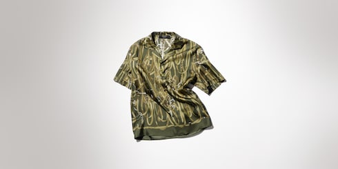 Printed silk bowling shirt