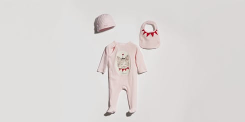 Baby cotton rib gift set with print