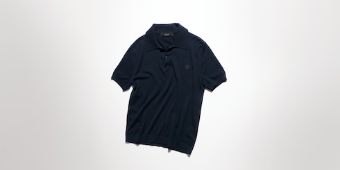 Knit cashmere polo shirt with embroidery