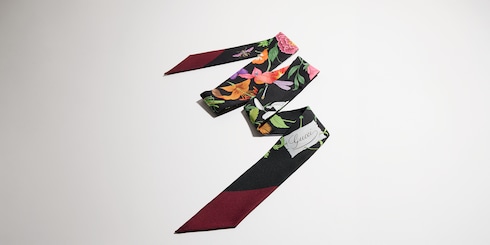 Cinta de sarga de seda estampada