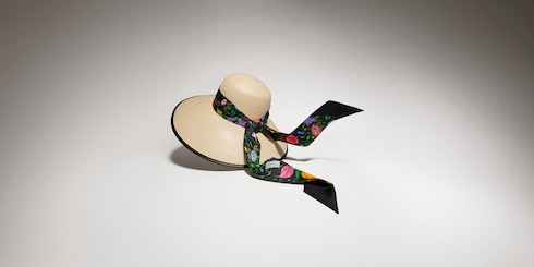 Chapeau en twill Panama avec ruban en soie