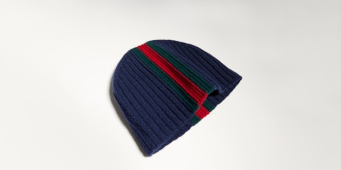Cappello neonato a costine in lana con nastro Web